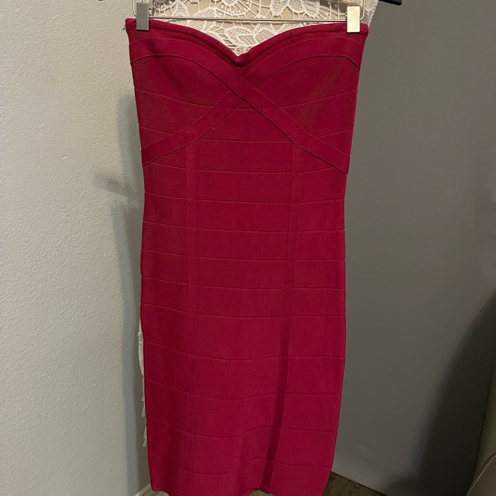 Bebe slip on Strapless Dress